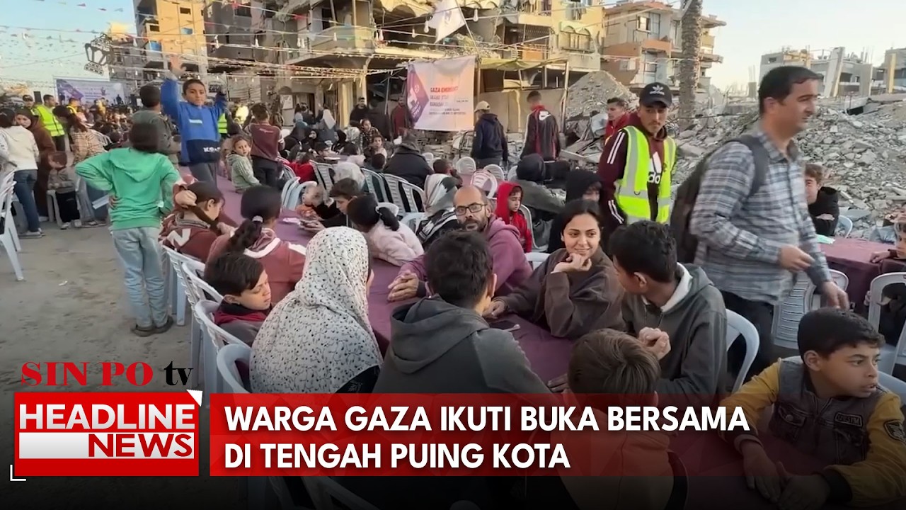 Warga Gaza Ikuti Buka Bersama  Di Tengah Puing Kota