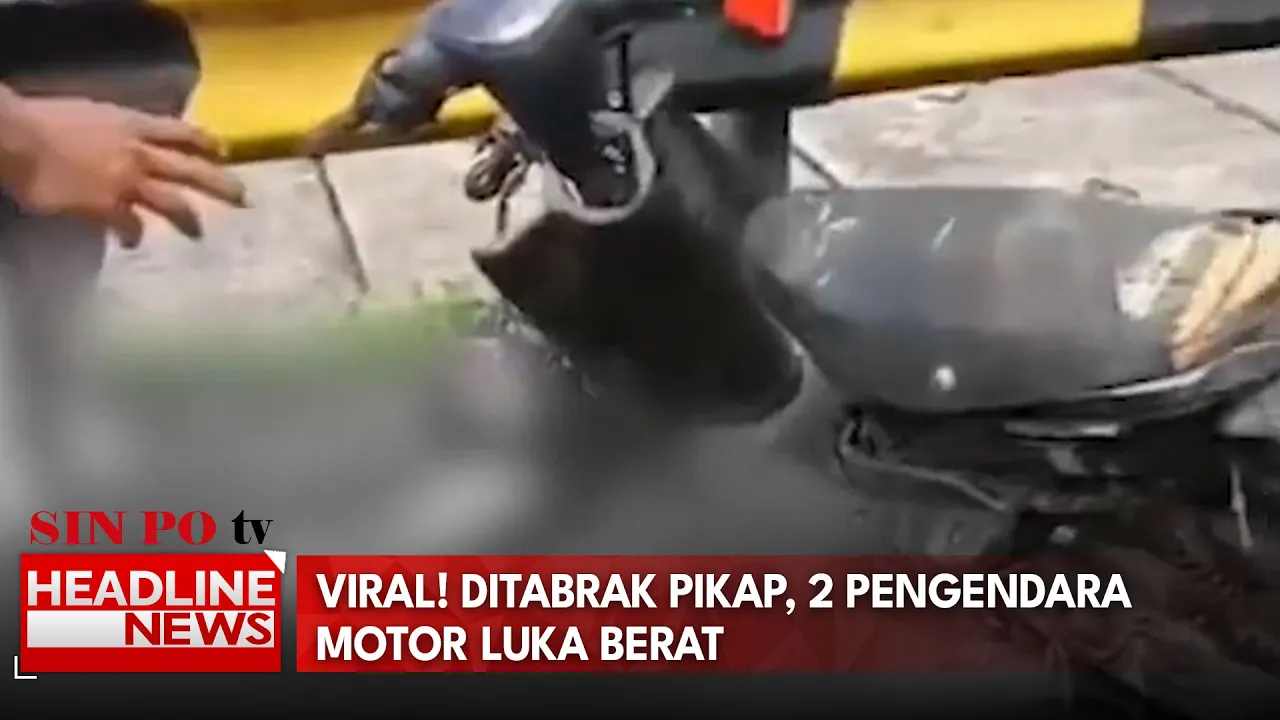 Viral! Ditabrak Pikap, 2 Pengendara Motor Luka Berat