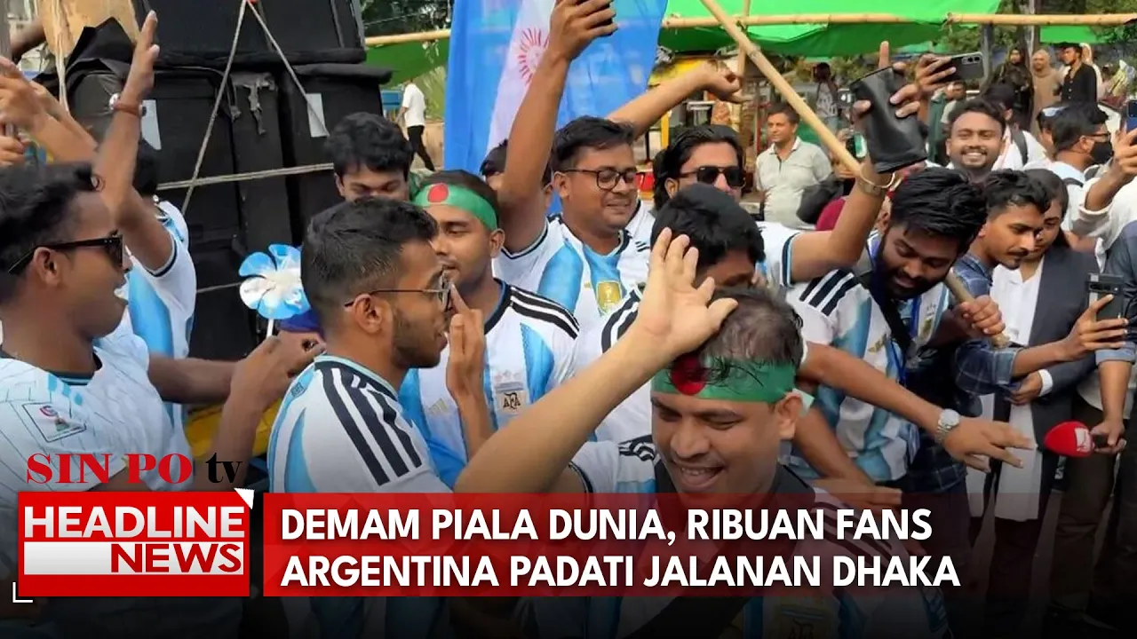 Demam Piala Dunia, Ribuan Fans Argentina Padati Jalanan Dhaka