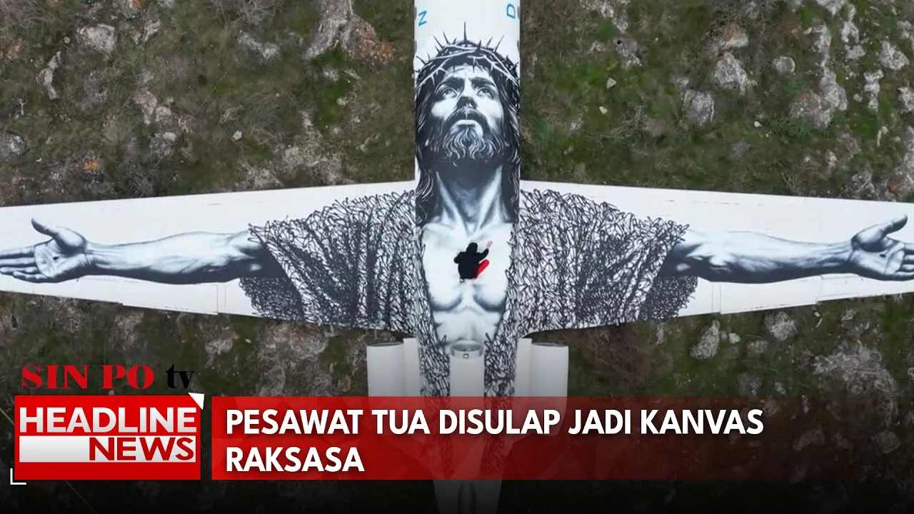 Pesawat Tua Disulap Jadi Kanvas Raksasa