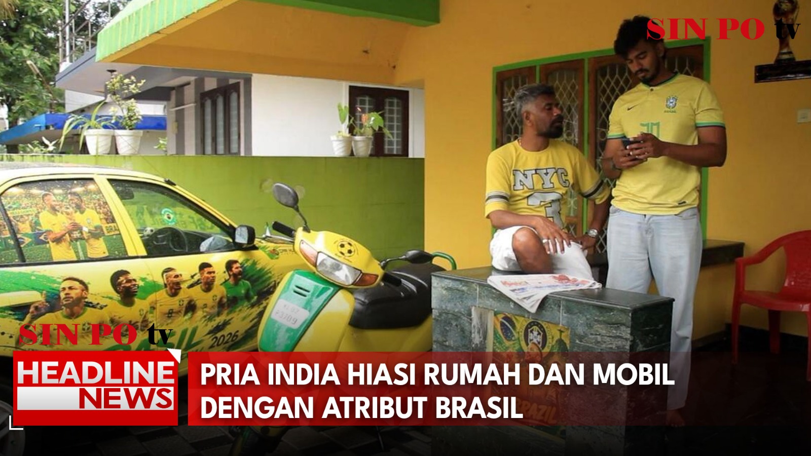 Pria India Hiasi Rumah Dan Mobil Dengan Atribut Brasil