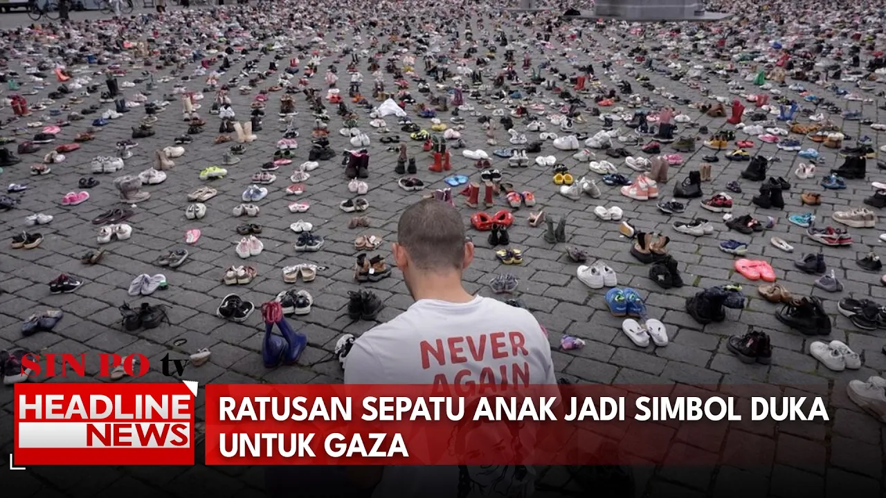 Ratusan Sepatu Anak Jadi Simbol Duka Untuk Gaza