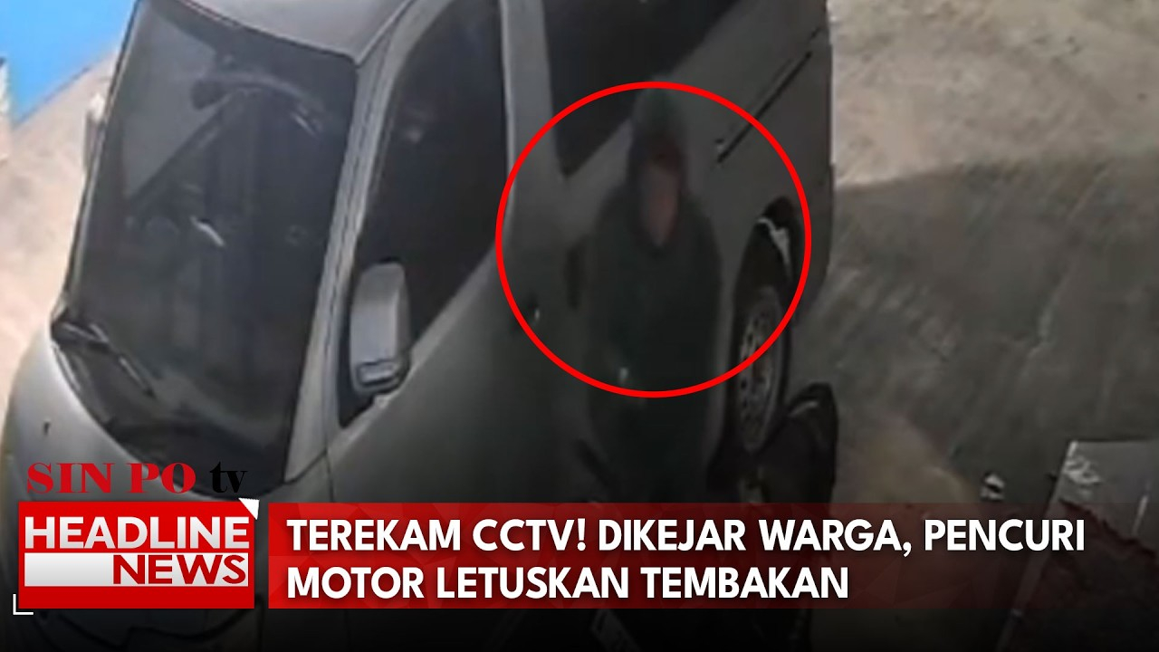 Terekam CCTV! Dikejar Warga, Pencuri Motor Letuskan Tembakan