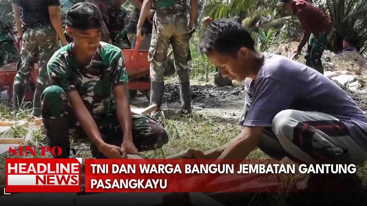 TNI Dan Warga Bangun Jembatan Gantung Pasangkayu