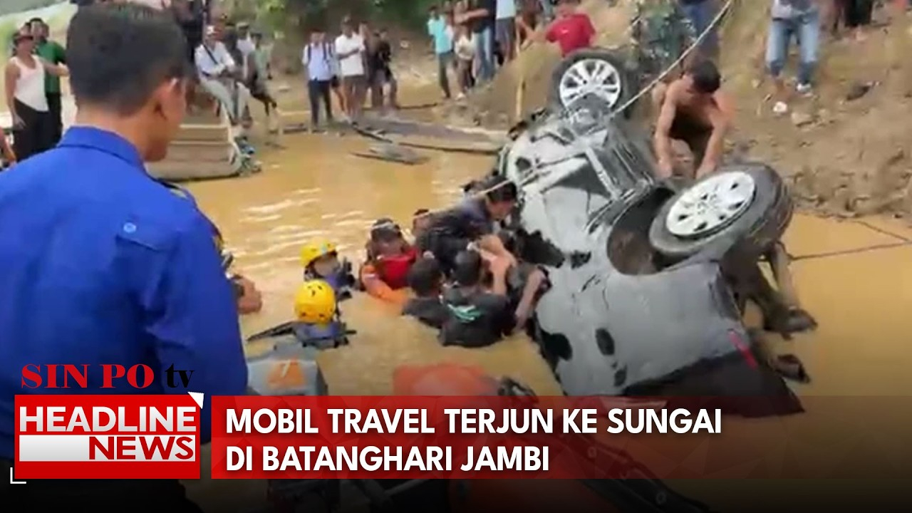 Mobil Travel Terjun Ke Sungai Di Batanghari Jambi