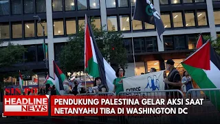 Pendukung Palestina Gelar Aksi Saat Netanyahu Tiba di Washington DC