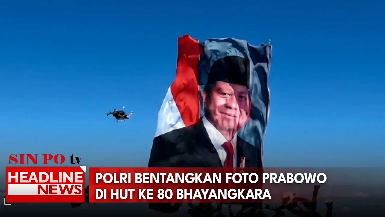 Polri Bentangkan Foto Prabowo di HUT Ke 80 Bhayangkara