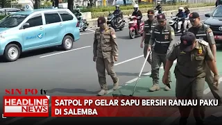 Satpol PP Gelar Sapu Bersih Ranjau Paku di Salemba