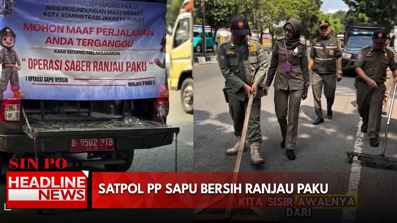 Satpol PP Sapu Bersih Ranjau Paku