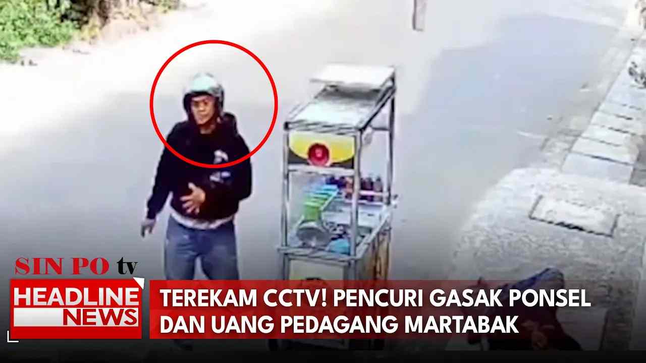 Terekam CCTV! Pencuri Gasak Ponsel dan Uang Pedagang Martabak