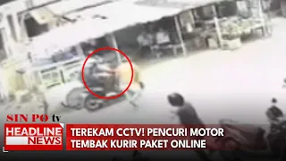 Terekam CCTV! Pencuri Motor Tembak Kurir Paket Online