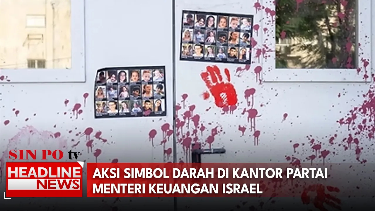 Aksi Simbol Darah di Kantor Partai Menteri Keuangan Israel