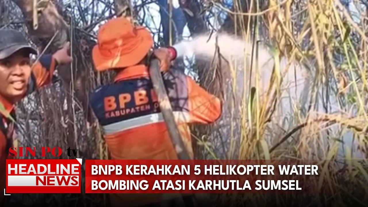 BNPB Kerahkan 5 Helikopter Water Bombing Atasi Karhutla Sumsel