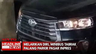 Melarikan Diri, Minibus Tabrak Palang Parkir Pasar Inpres
