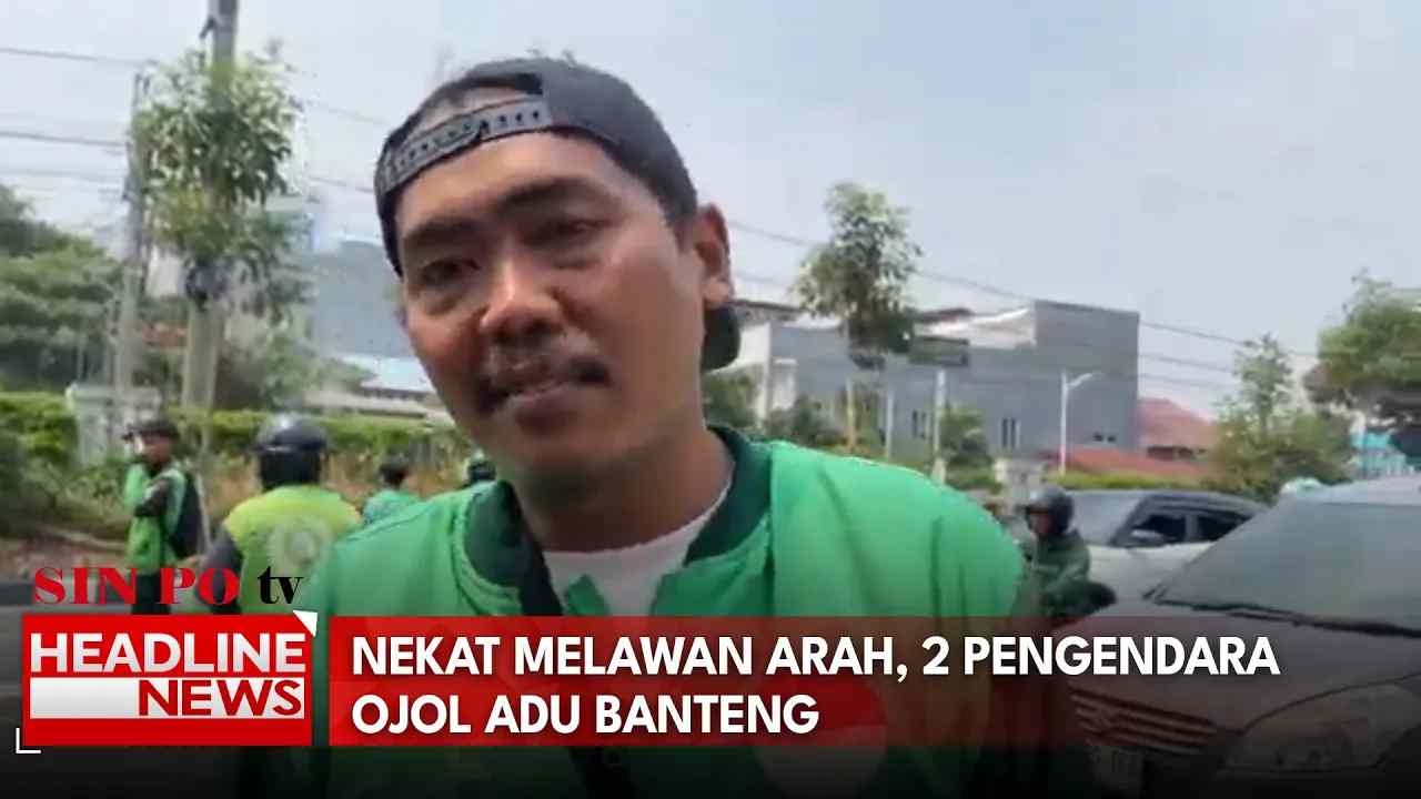 Nekat Melawan Arah, 2 Pengendara Ojol Adu Banteng