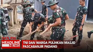 TNI Dan Warga Pulihkan Masjid Pascabanjir Padang