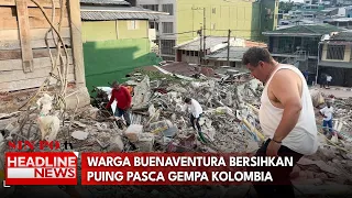 Warga Buenaventura Bersihkan Puing Pasca Gempa Kolombia