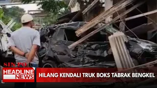 Hilang Kendali Truk Boks Tabrak Bengkel