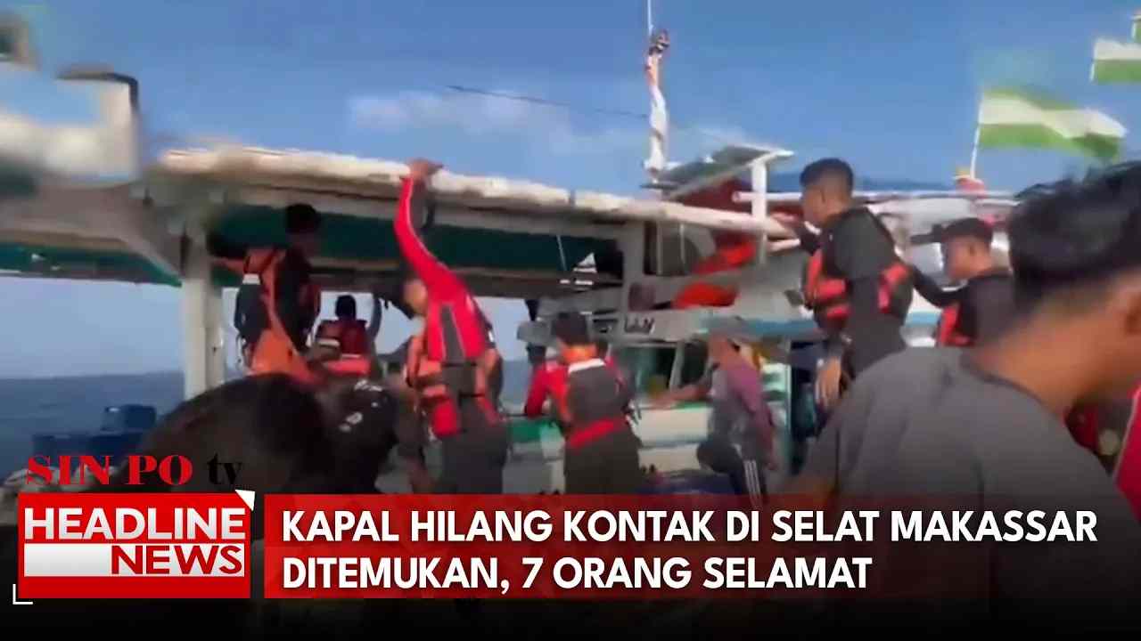 Kapal Hilang Kontak di Selat Makassar Ditemukan, 7 Orang Selamat