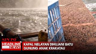 Kapal Nelayan Dihujani Batu Gunung Anak Krakatau
