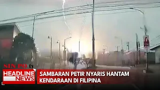 Sambaran Petir Nyaris Hantam Kendaraan di Filipina