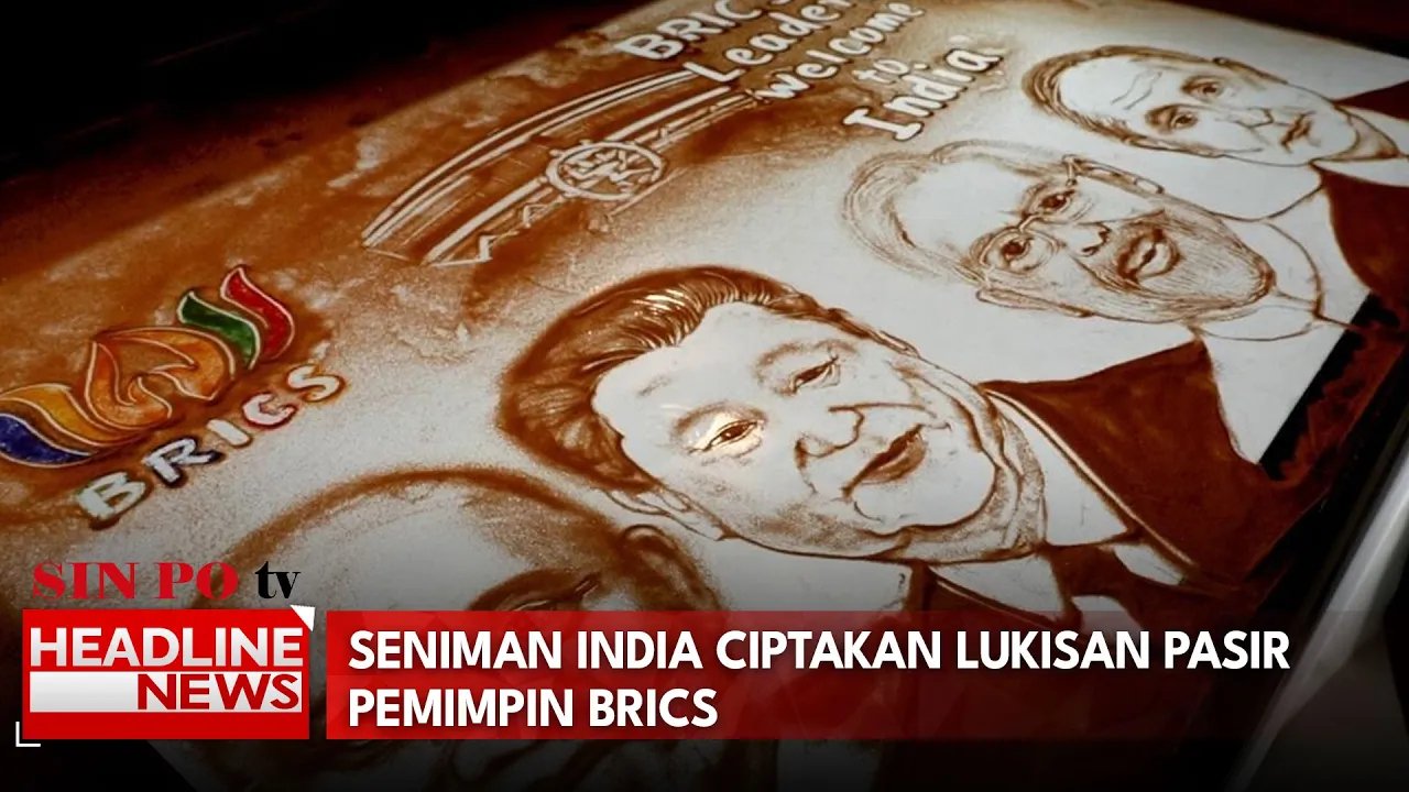 Seniman India Ciptakan Lukisan Pasir Pemimpin BRICS