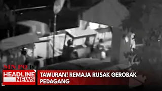 Tawuran! Remaja Rusak Gerobak Pedagang