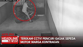 Terekam CCTV! Pencuri Gasak Sepeda Motor Warga Kontrakan