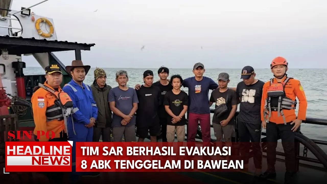 Tim SAR Berhasil Evakuasi 8 ABK Tenggelam Di Bawean
