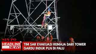 Tim SAR Evakuasi Remaja Dari Tower Gardu Induk PLN Di Palu