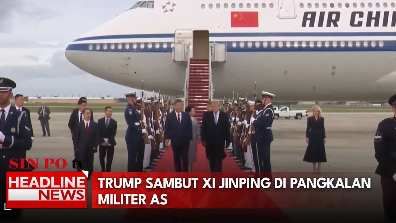 Trump Sambut Xi Jinping di Pangkalan Militer AS