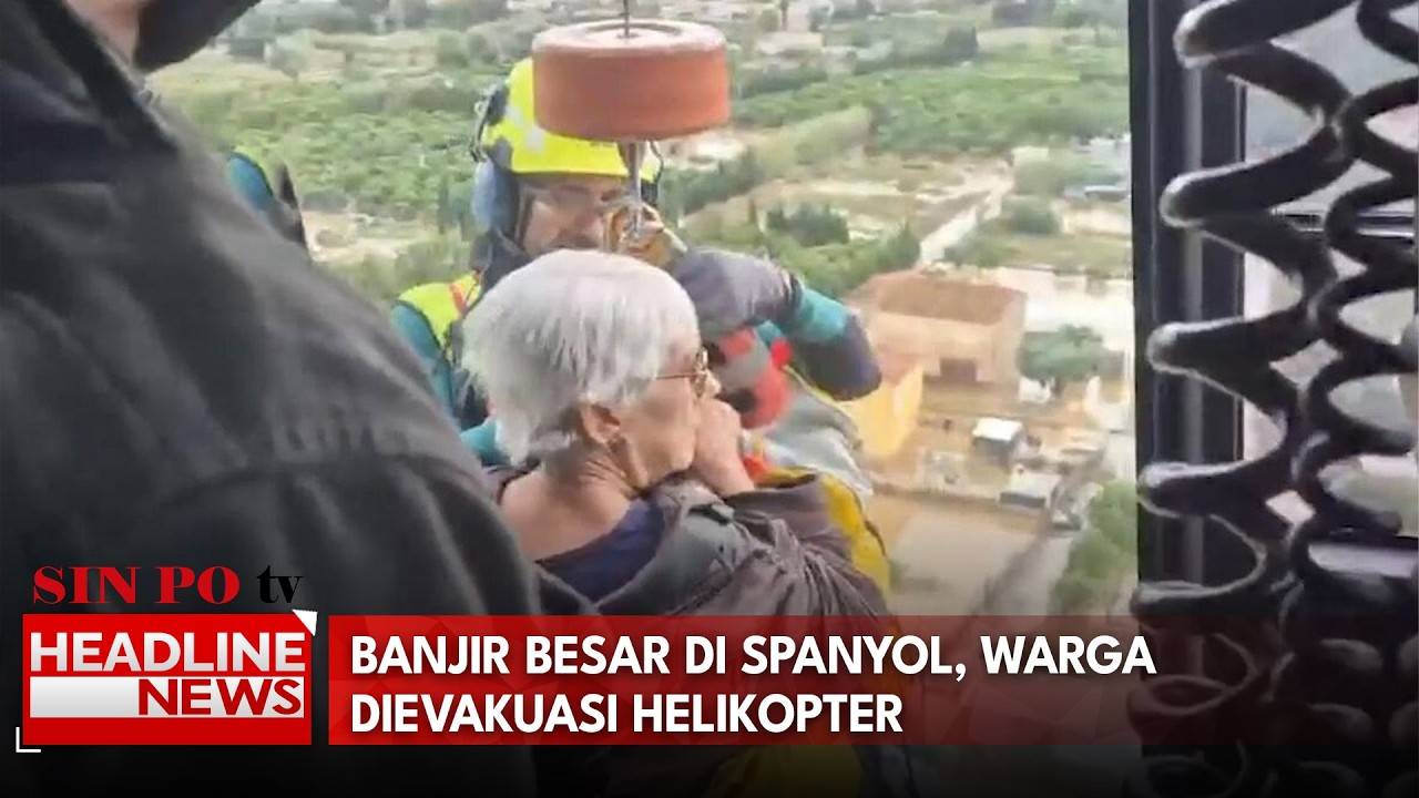 Banjir Besar di Spanyol, Warga Dievakuasi Helikopter