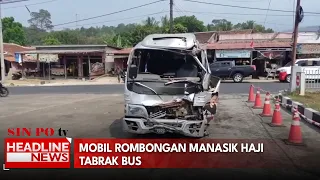 Mobil Rombongan Manasik Haji Tabrak Bus